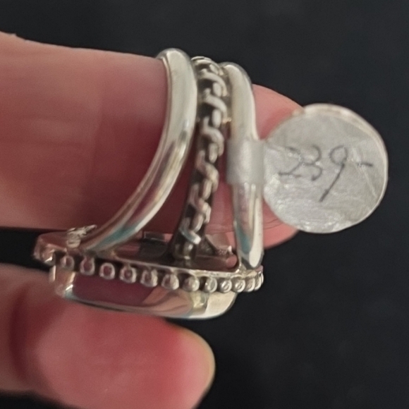 Sterling Silver Navajo Cuff Bracelet & Ring Set Signed Azurite Stones - Picture 8 of 16